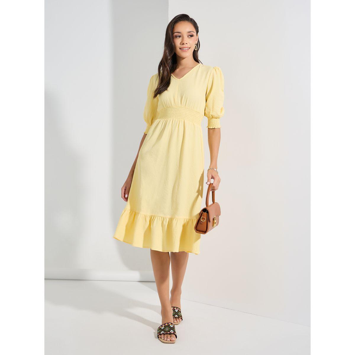 Styli Textured V Neck A-Line Midi Dress-women-clothing-dresses-image-2
