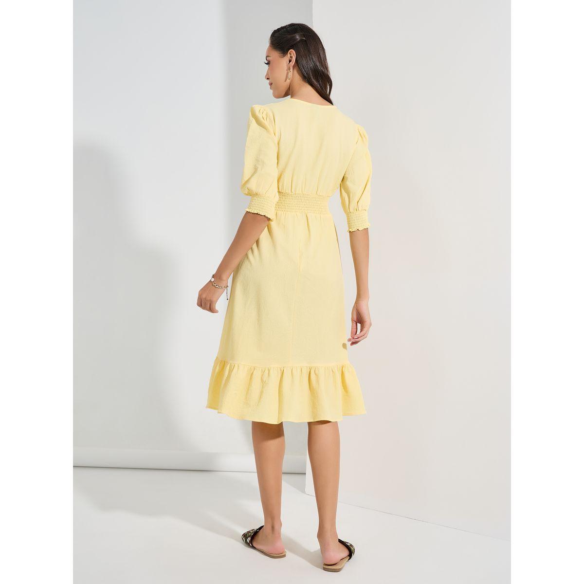 Styli Textured V Neck A-Line Midi Dress-women-clothing-dresses-image-4