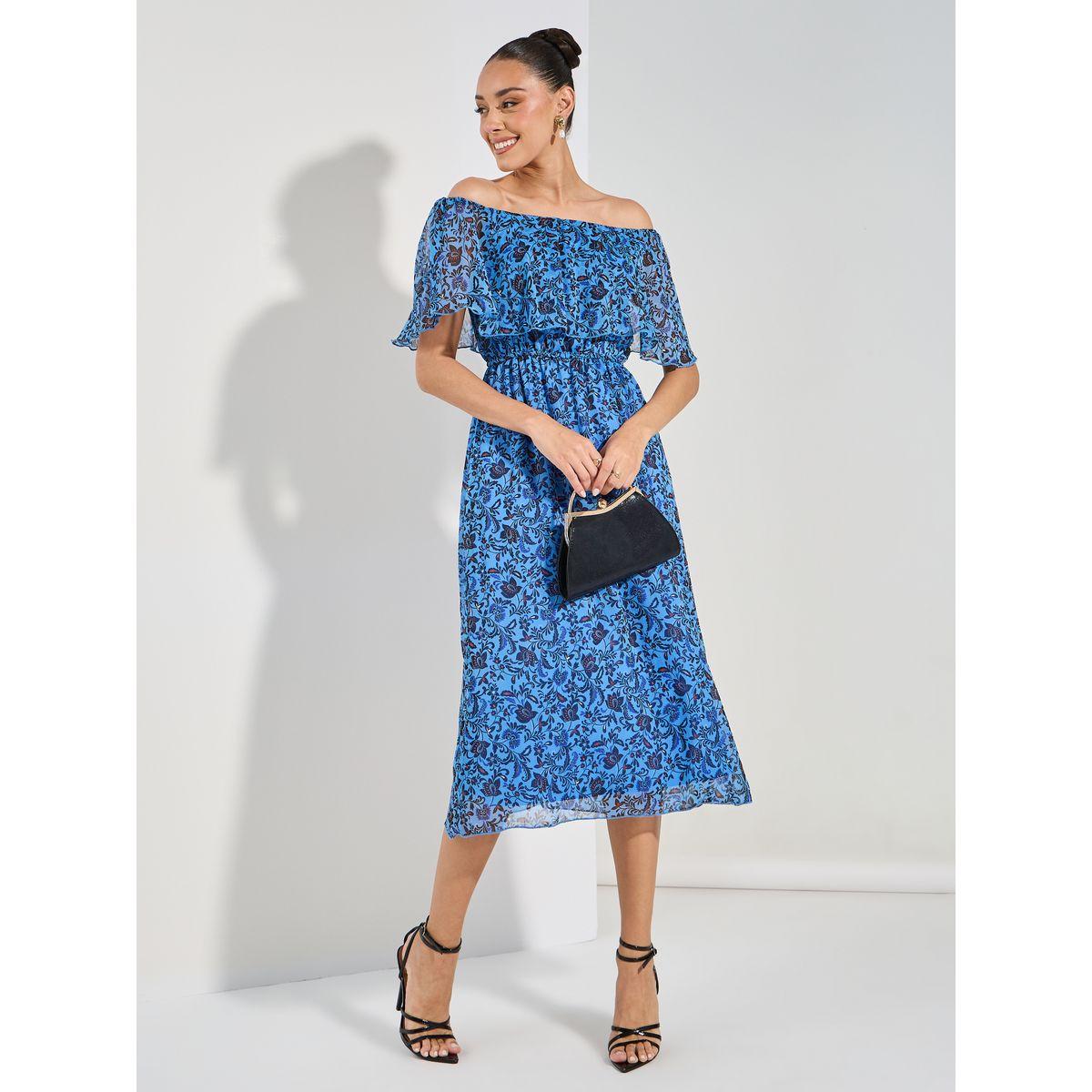 فستان ميدي مطبع بالكامل مع اكتاف مكشوفة-women-clothing-dresses-image-1