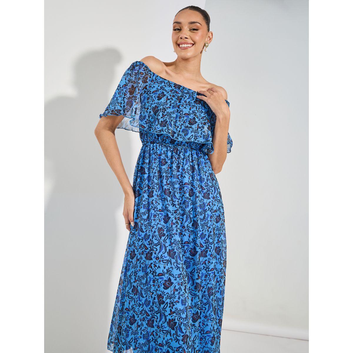فستان ميدي مطبع بالكامل مع اكتاف مكشوفة-women-clothing-dresses-image-2