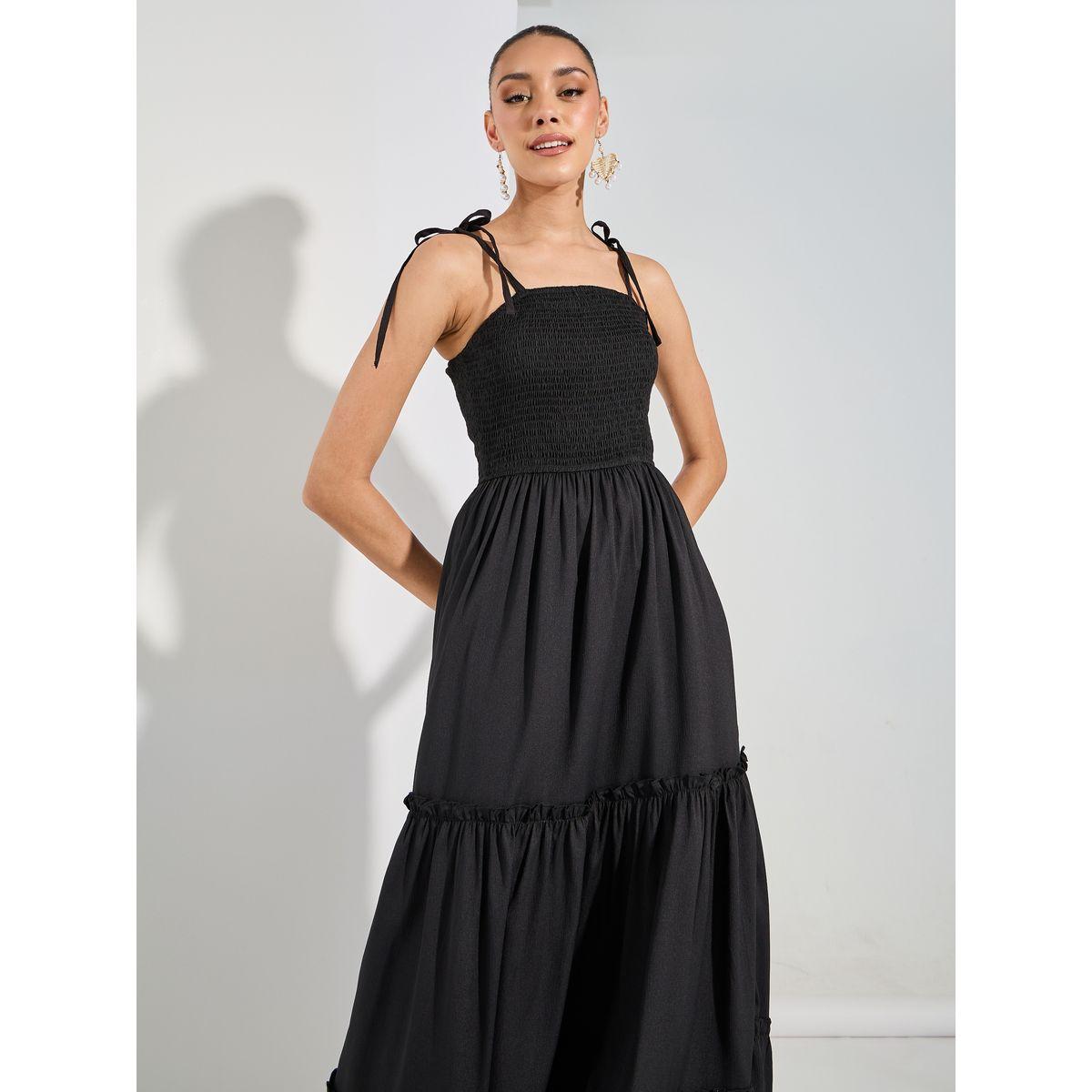 Styli Tie-Up Strap Shirred Yoke Maxi Dress-women-clothing-dresses-image-2