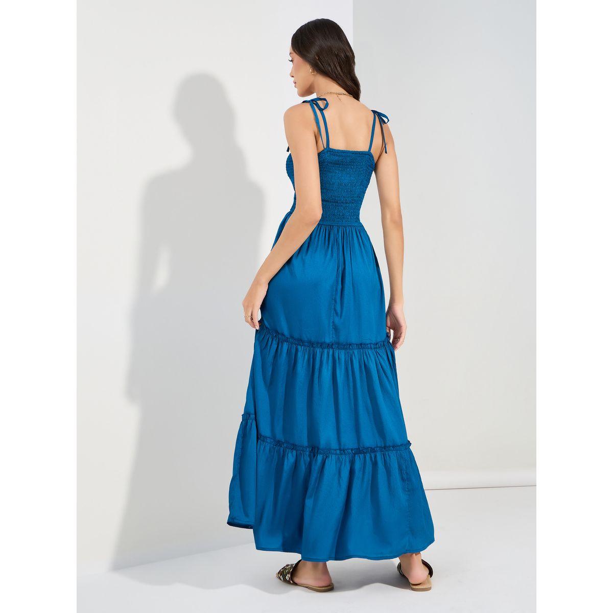 Styli Tie-Up Strap Shirred Yoke Maxi Dress-women-clothing-dresses-image-5