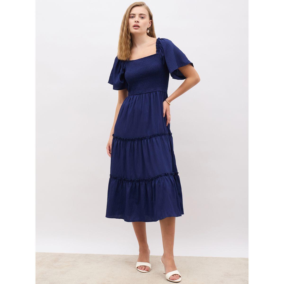 Styli Square Neck Smocked Tiered Midi Dress-women-clothing-dresses-image-2