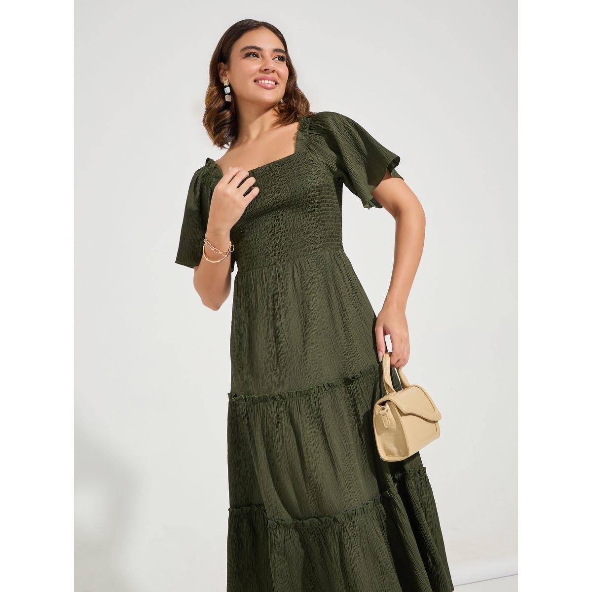 Styli Shirred Square Neck Tiered Midi Dress-women-clothing-dresses-image-5