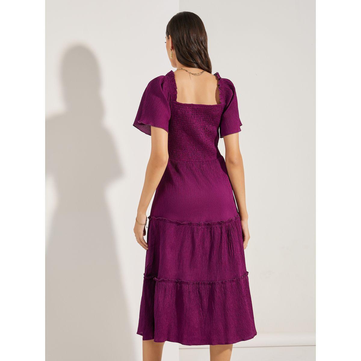 فستان ميدي بكسرات وياقة واسعة-women-clothing-dresses-image-4