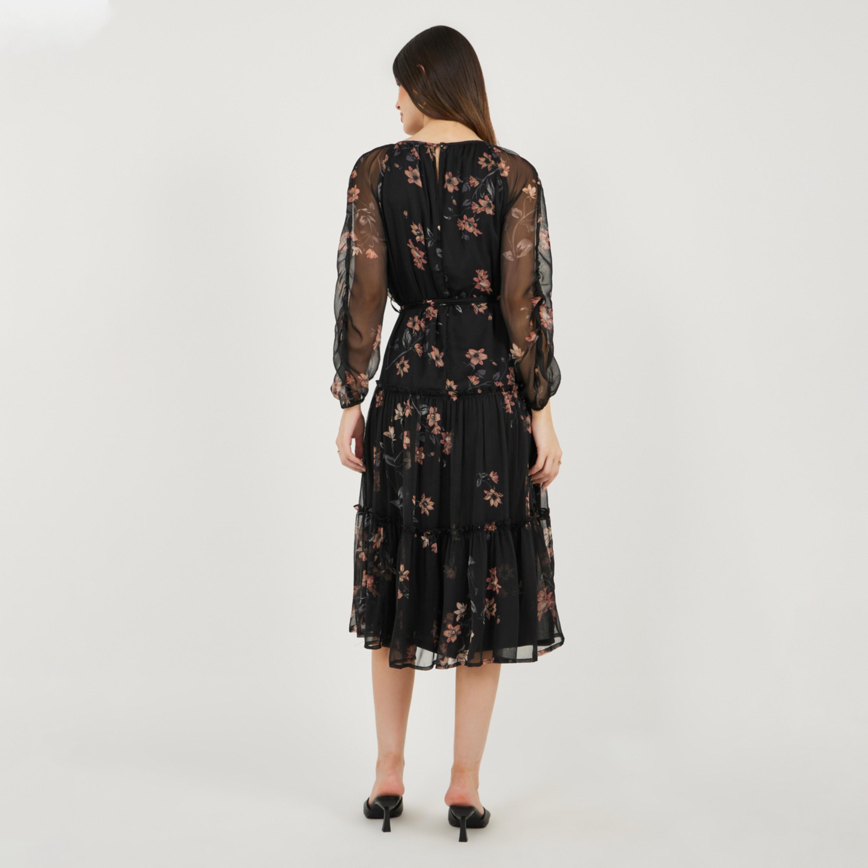 Styli Floral Print Long Sleeves Tiered Midi Dress-women-clothing-dresses-image-6