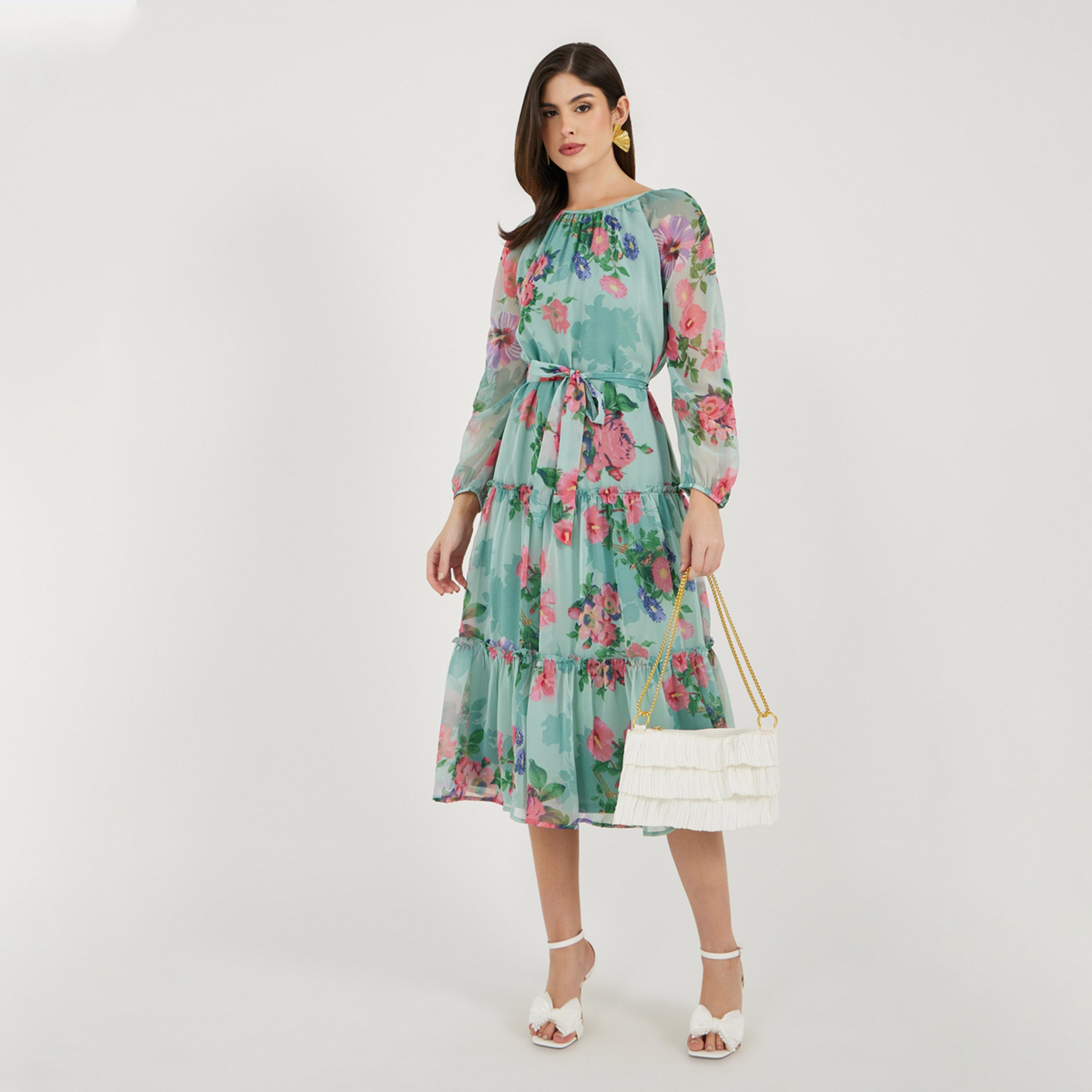 فيشود ستايلي - فستان ماكسي متعدد الطبقات بطبعة زهور-women-clothing-dresses-image-2