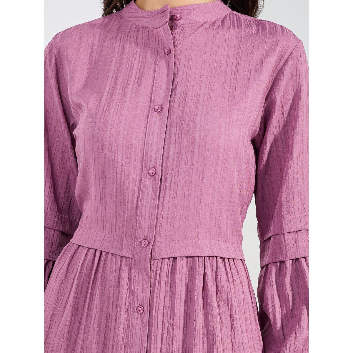 Styli Front Button Detail Textured Maxi Dress-women-clothing-dresses-image-3