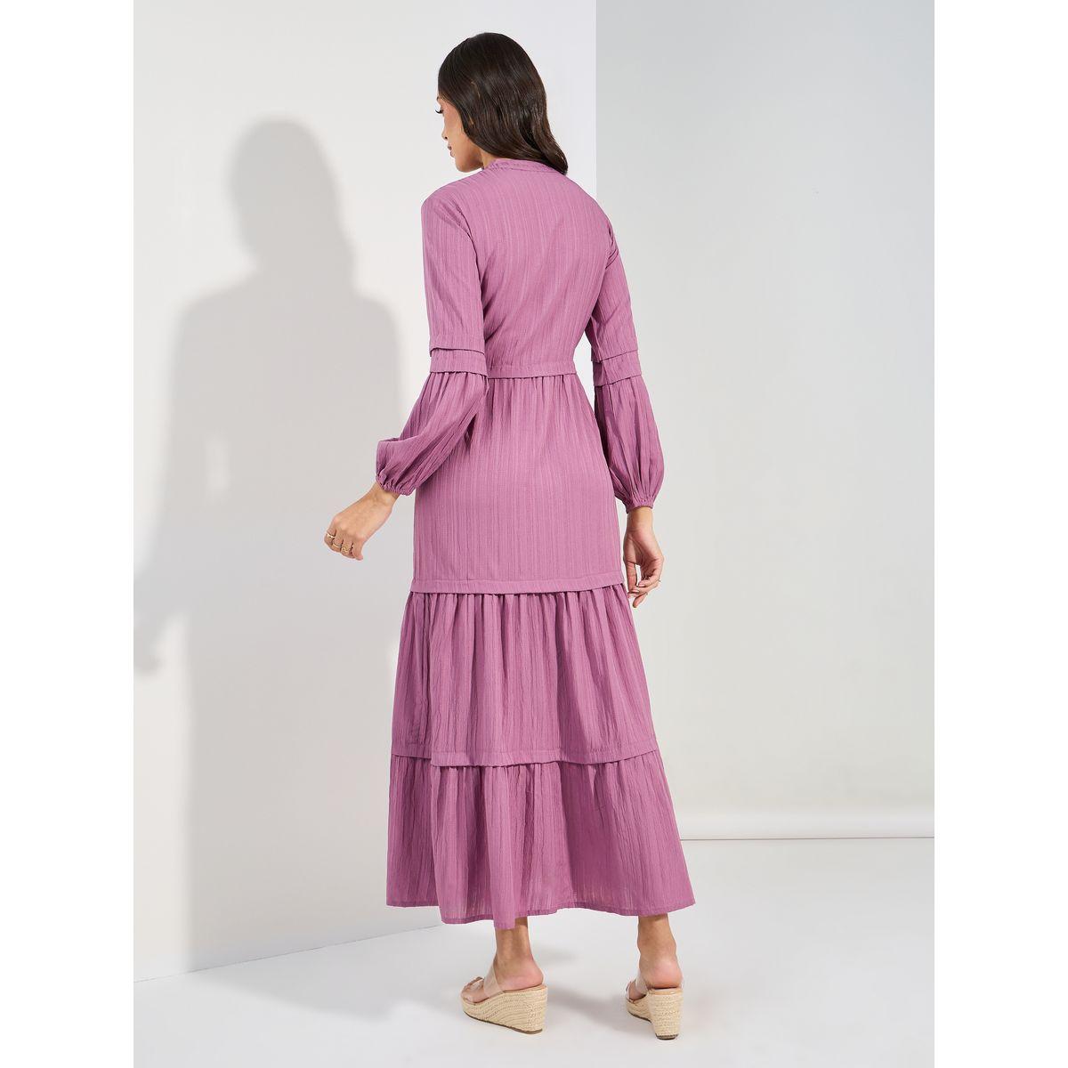فستان طويل بتفاصيل بارزة الملمس مع ازرار غلق-women-clothing-dresses-image-4