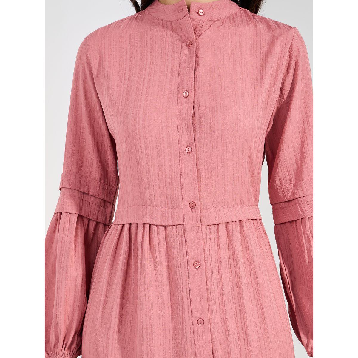 Styli Front Button Detail Textured Maxi Dress-women-clothing-dresses-image-3