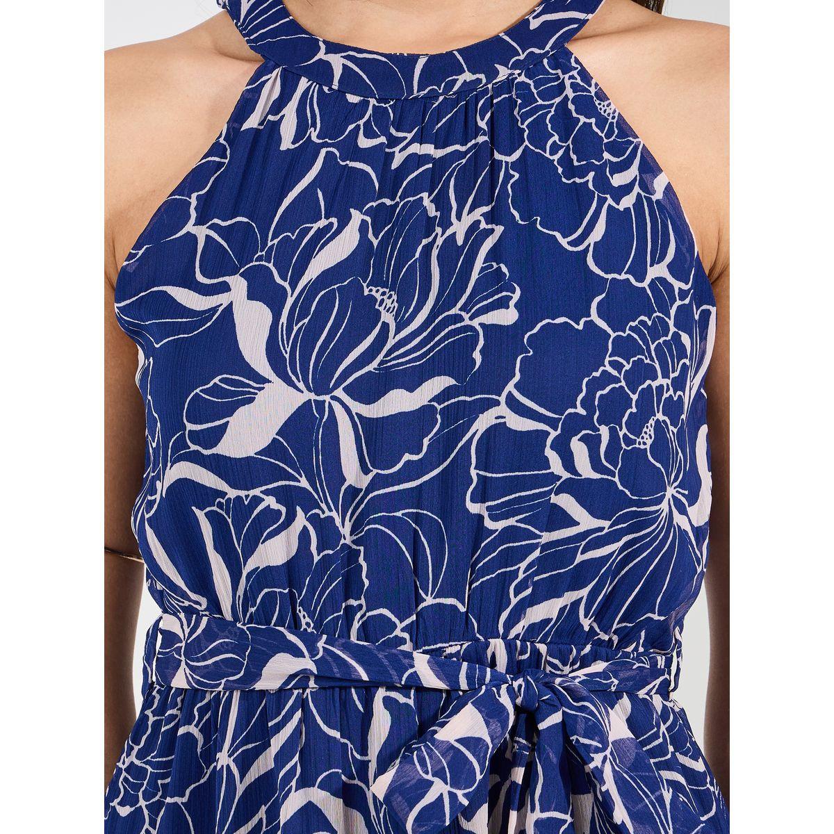 فستان ميدي بكسرات وياقة هولتر مع حزام خصر-women-clothing-dresses-image-3