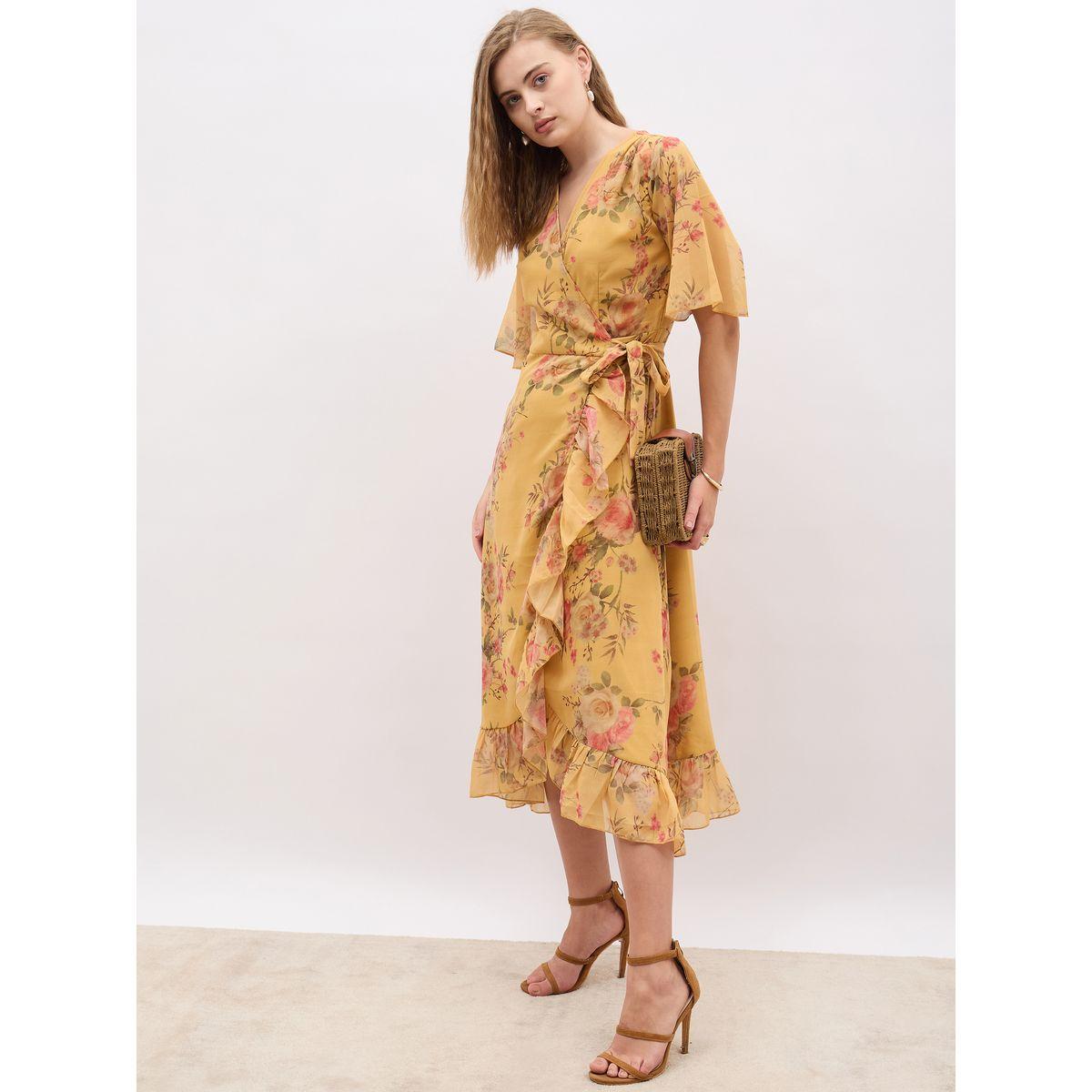 Styli Floral Print V-Neck Wrap Midi Dress-women-clothing-dresses-image-1
