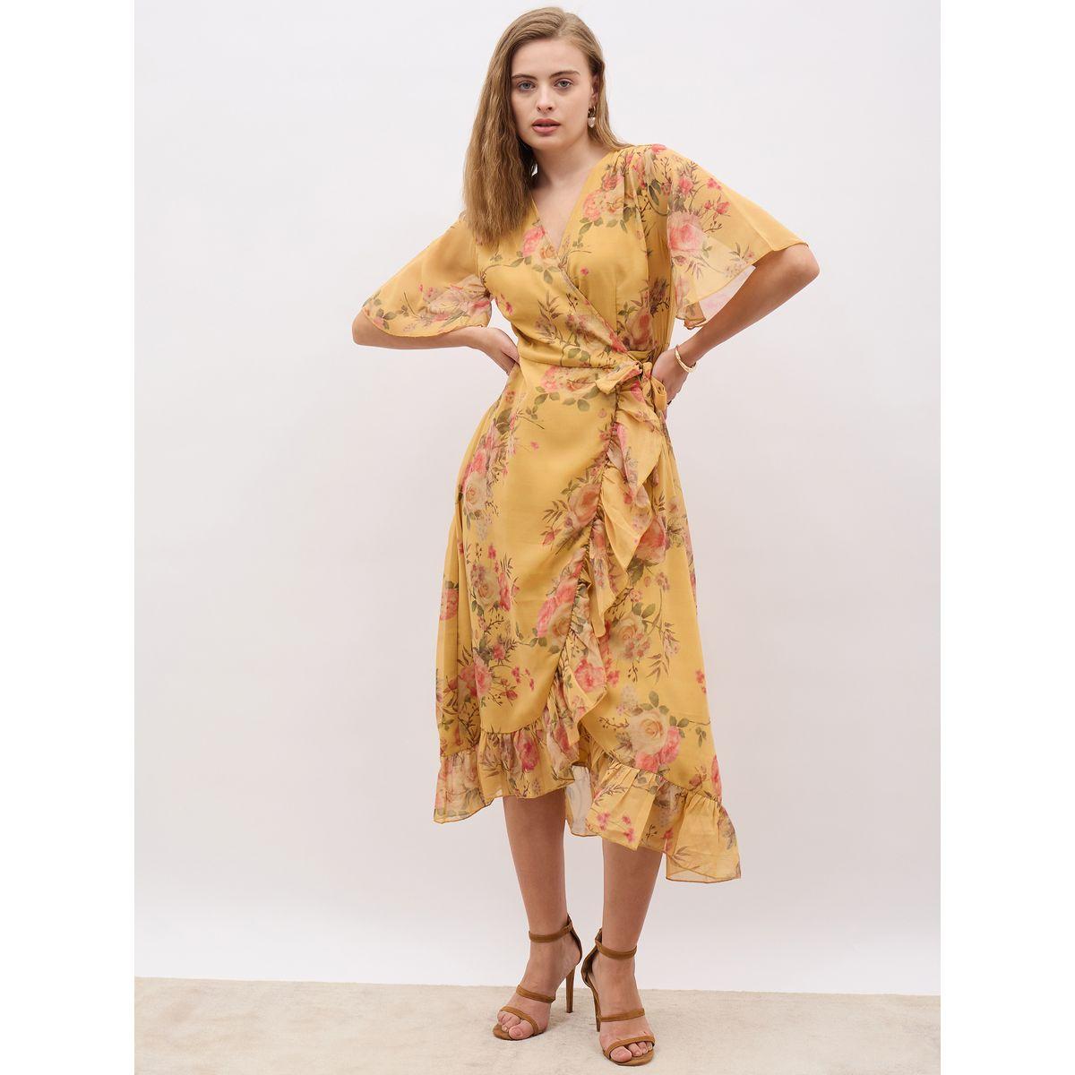 Styli Floral Print V-Neck Wrap Midi Dress-women-clothing-dresses-image-2