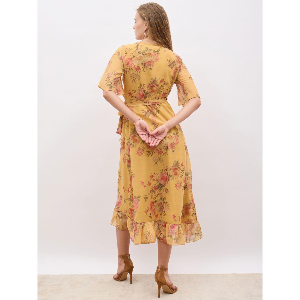 فستان ميدي بطبعة زهور ونمط لف-women-clothing-dresses-image-5