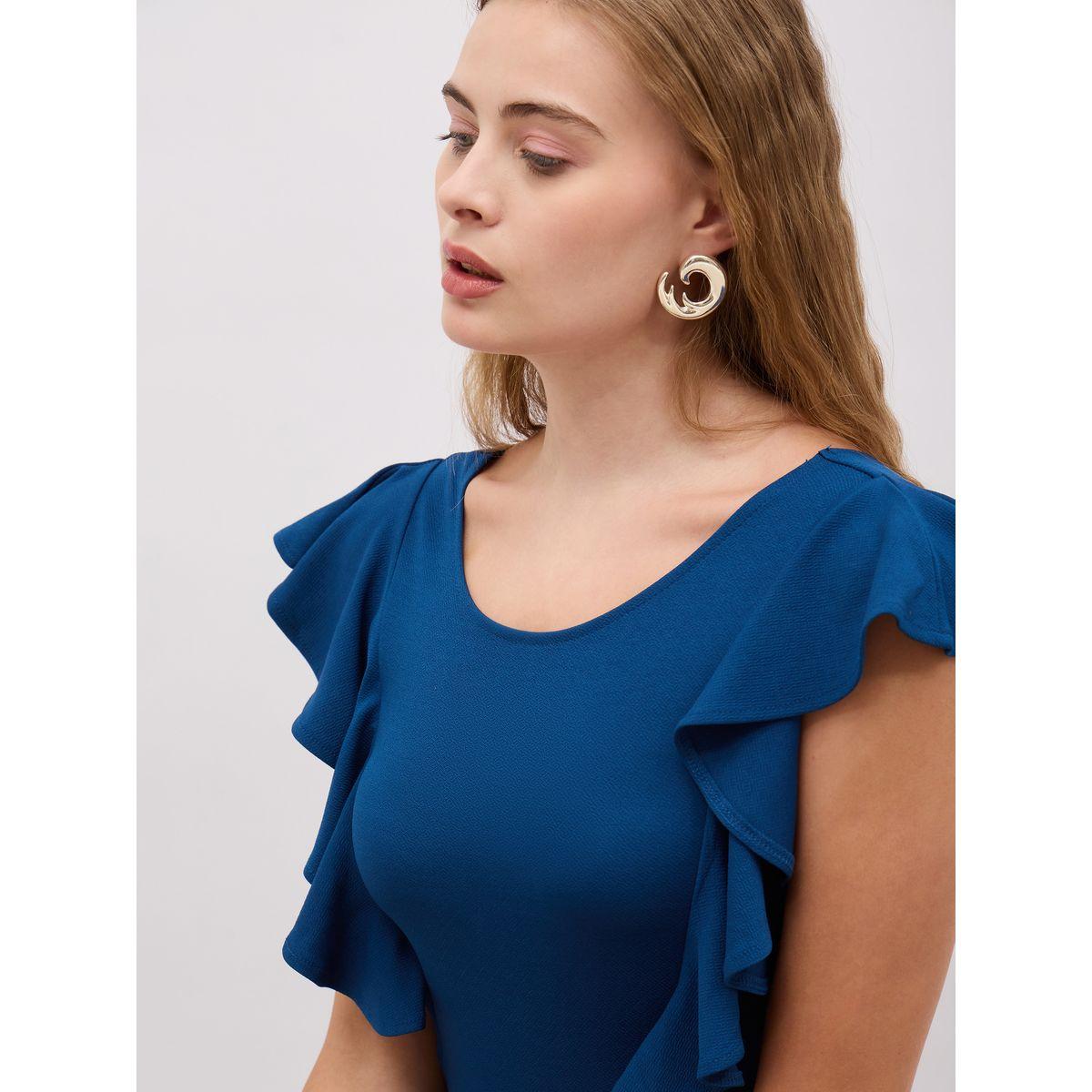 فستان ميدي بديكون بحافة ميرميد وكشكش-women-clothing-dresses-image-4