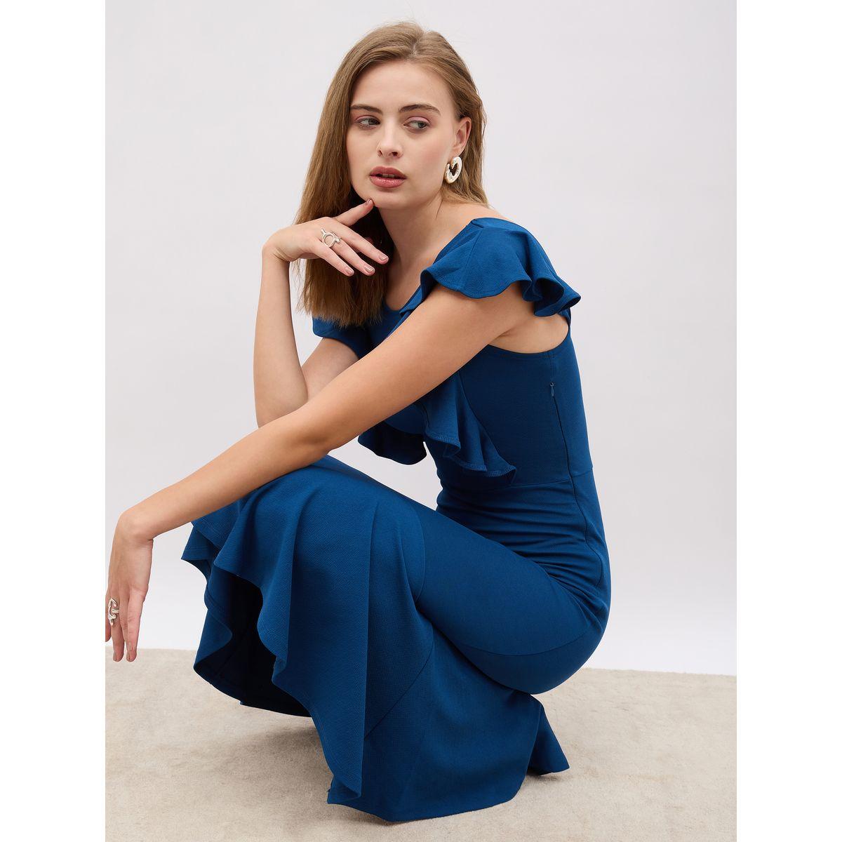 فستان ميدي بديكون بحافة ميرميد وكشكش-women-clothing-dresses-image-6