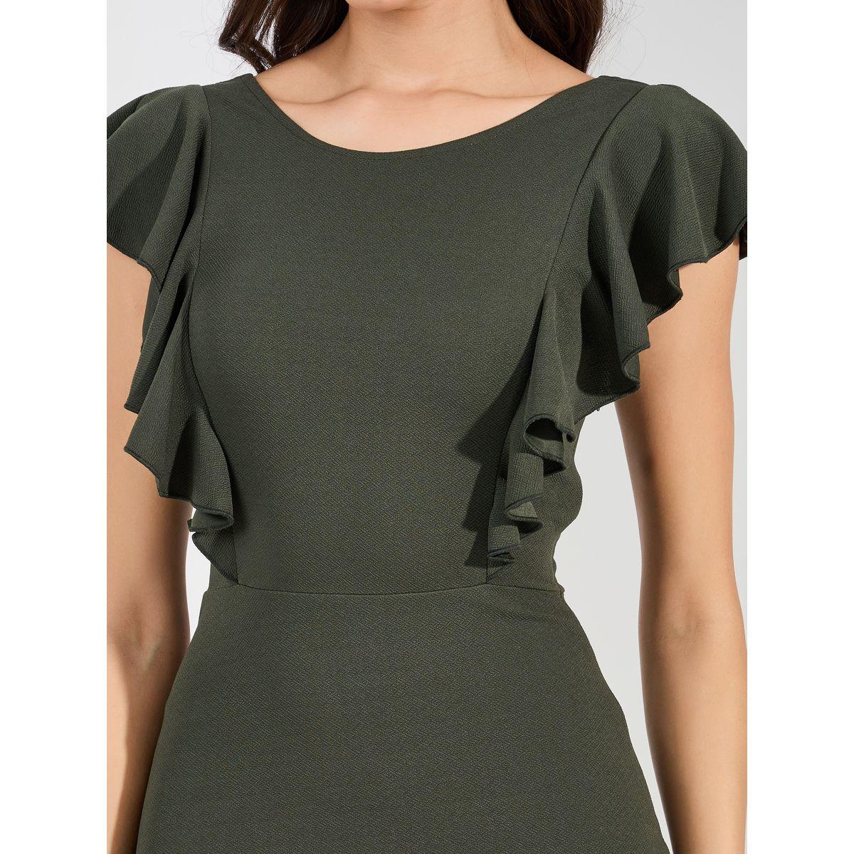 فستان ميدي ضيق مع حافة ميرميد بكشكش-women-clothing-dresses-image-3