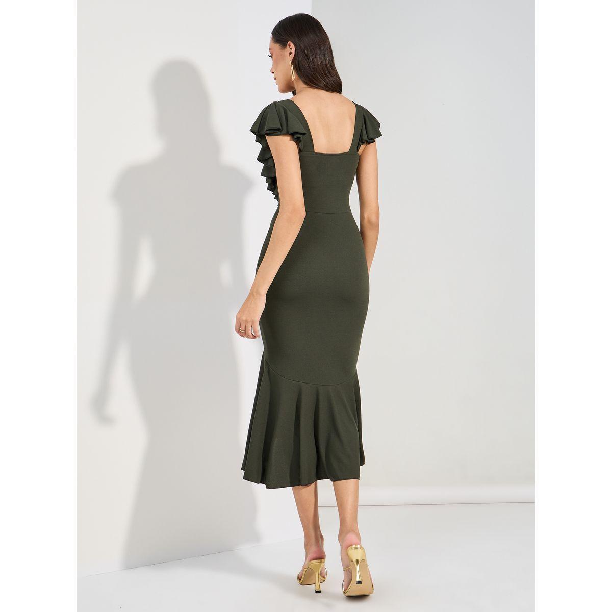 فستان ميدي ضيق مع حافة ميرميد بكشكش-women-clothing-dresses-image-4