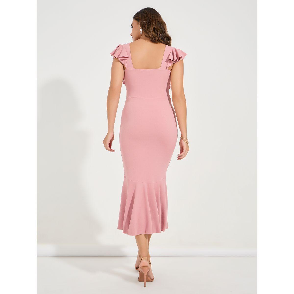 فستان ميدي بديكون بحافة ميرميد وكشكش-women-clothing-dresses-image-6