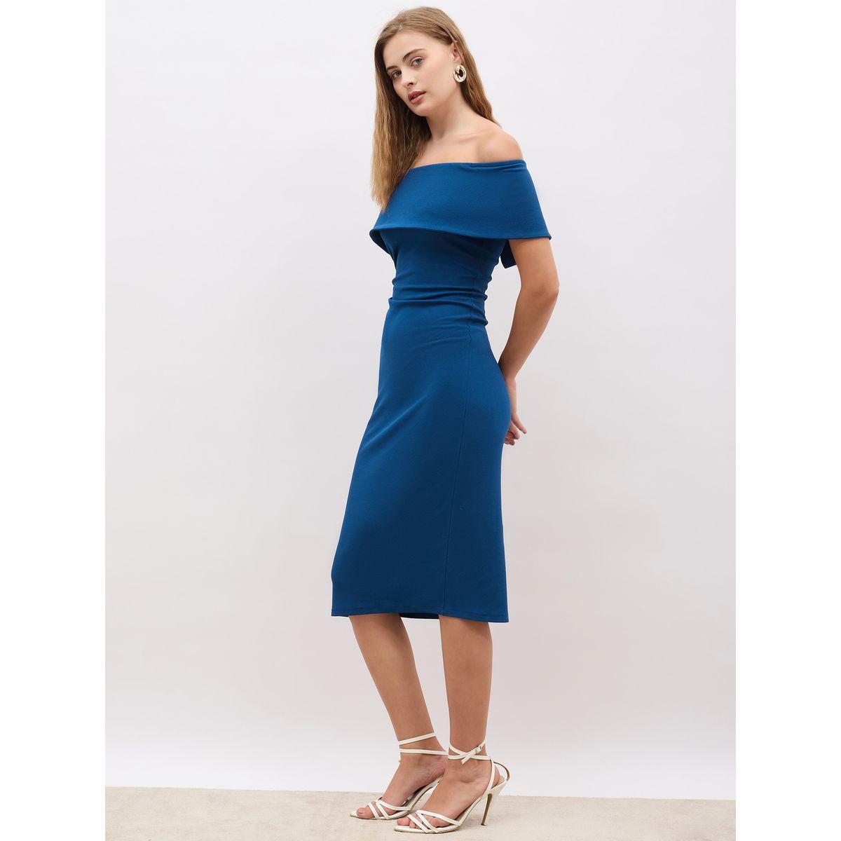 فستان ميدي بديكون سادة بأكتاف مكشوفة-women-clothing-dresses-image-3