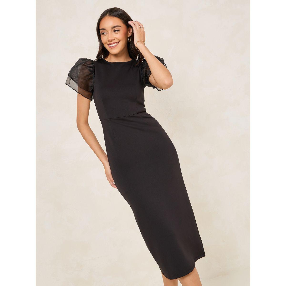 Styli Organza Sleeves Sheath Midi Dress-women-clothing-dresses-image-3