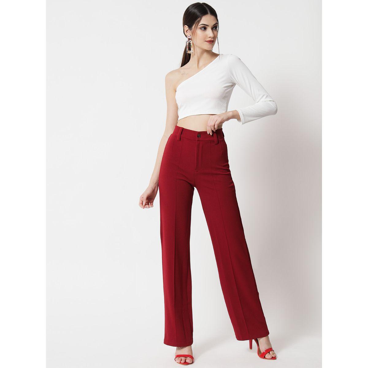 بنطال بقصة ارجل مستقيمة وتفاصيل محزوزة-women-clothing-bottoms-trousers-image-4