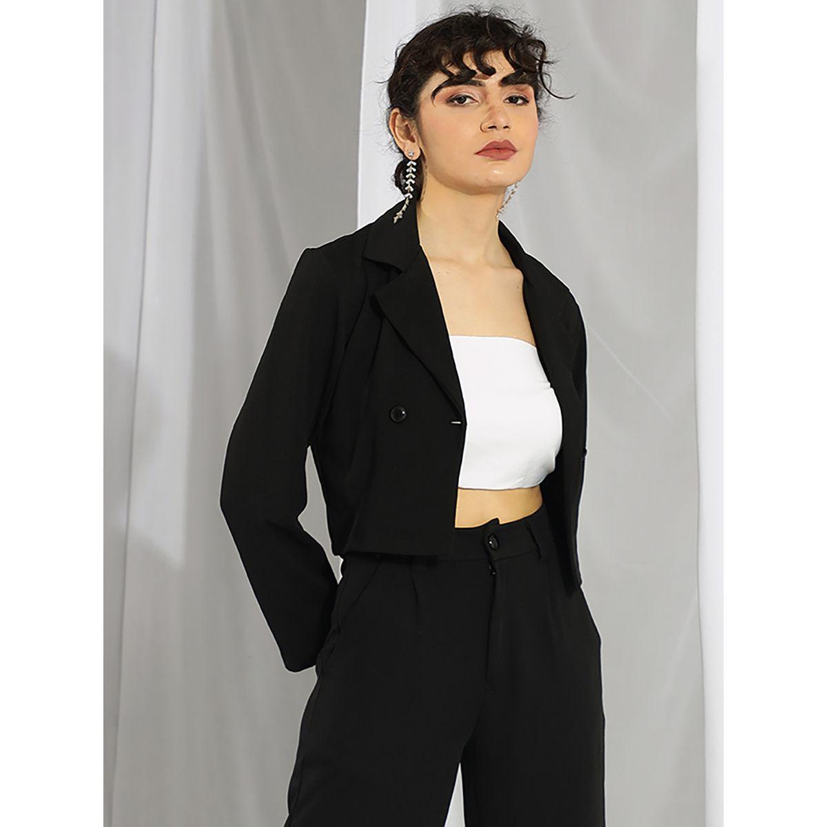 Kotty X Styli  Solid Single Breasted Crop Blazer-women-clothing-coatsandjackets-blazers-image-1
