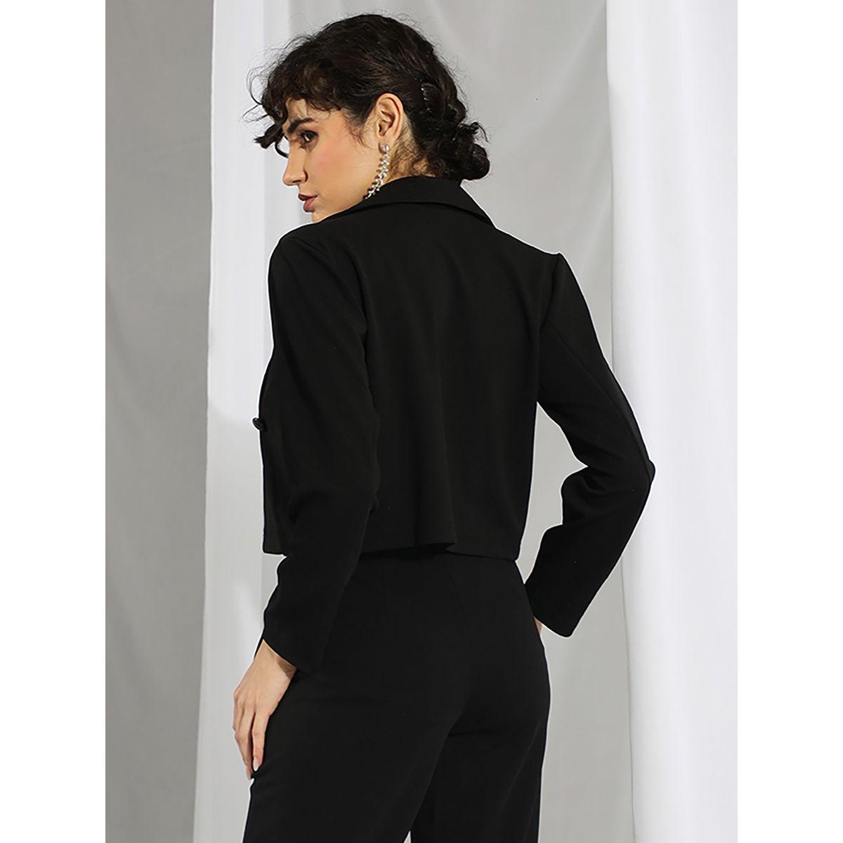 Kotty X Styli  Solid Single Breasted Crop Blazer-women-clothing-coatsandjackets-blazers-image-4