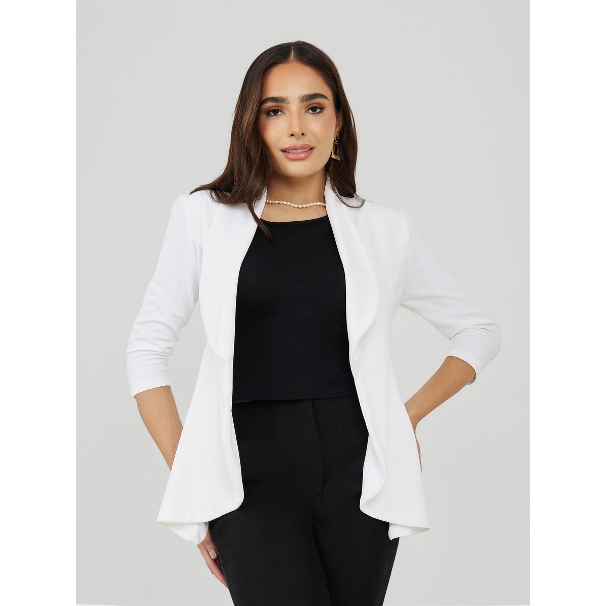 Kotty X Styli  Frill Edge Open Front Casual Blazer-women-clothing-coatsandjackets-blazers-image-1
