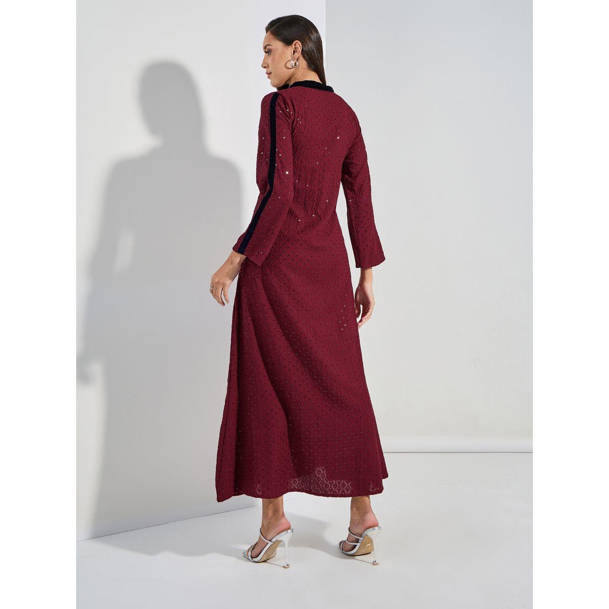 Maxim Creation X Styli  Sequined Embroidery Kaftan with Velvet Patchwork-women-arabicclothing-kaftan-image-5