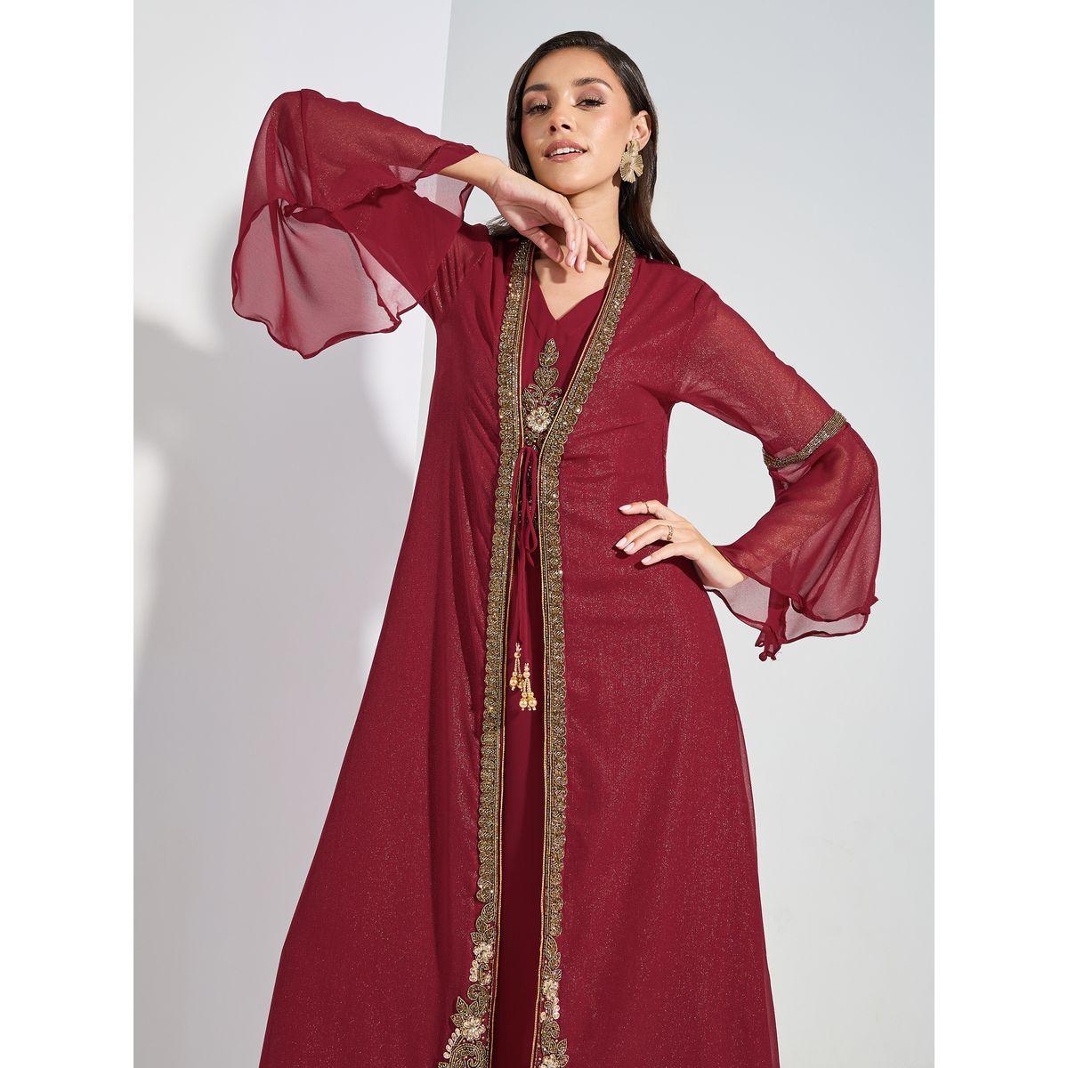 Maxim Creation X Styli  Zardosi Embroidery Kaftan with Tie-Up-women-arabicclothing-kaftan-image-2