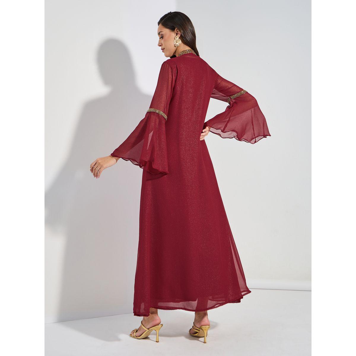 قفطان بتفاصيل مُطرّزة مع اربطة ماكسيم كرييشن × ستايلي-women-arabicclothing-kaftan-image-6
