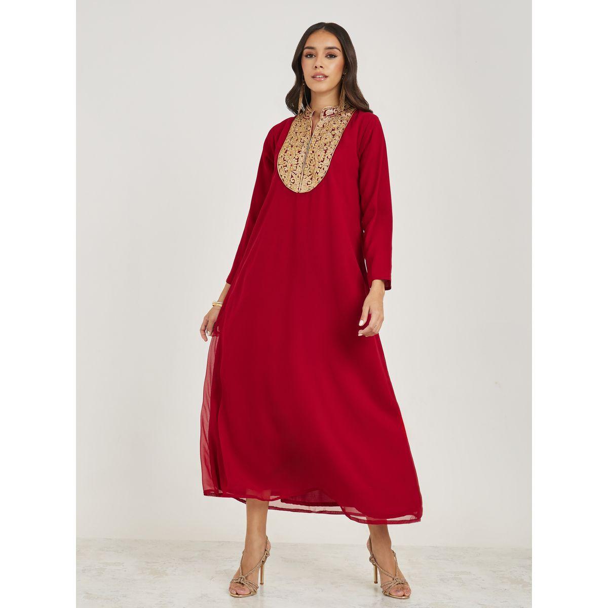 قفطان طويل بتفاصيل مُطرّزة مع جاكيت ماكسيم كرييشن × ستايلي-women-arabicclothing-kaftan-image-2