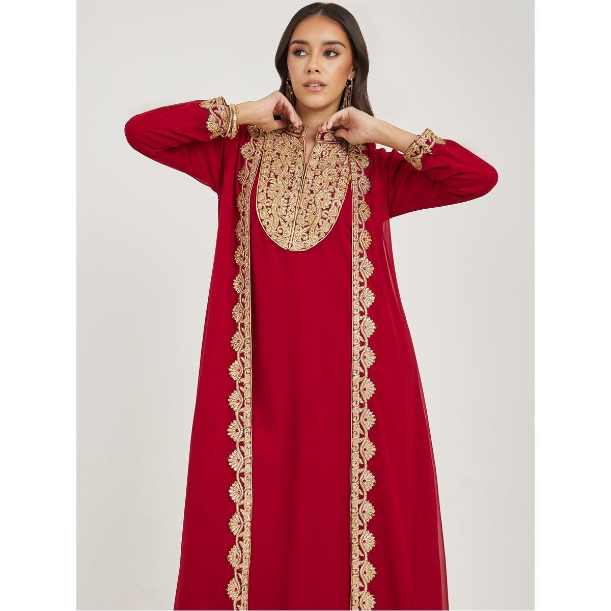 Maxim Creation X Styli  Embroidery Detail Kaftan with Jacket-women-arabicclothing-kaftan-image-3