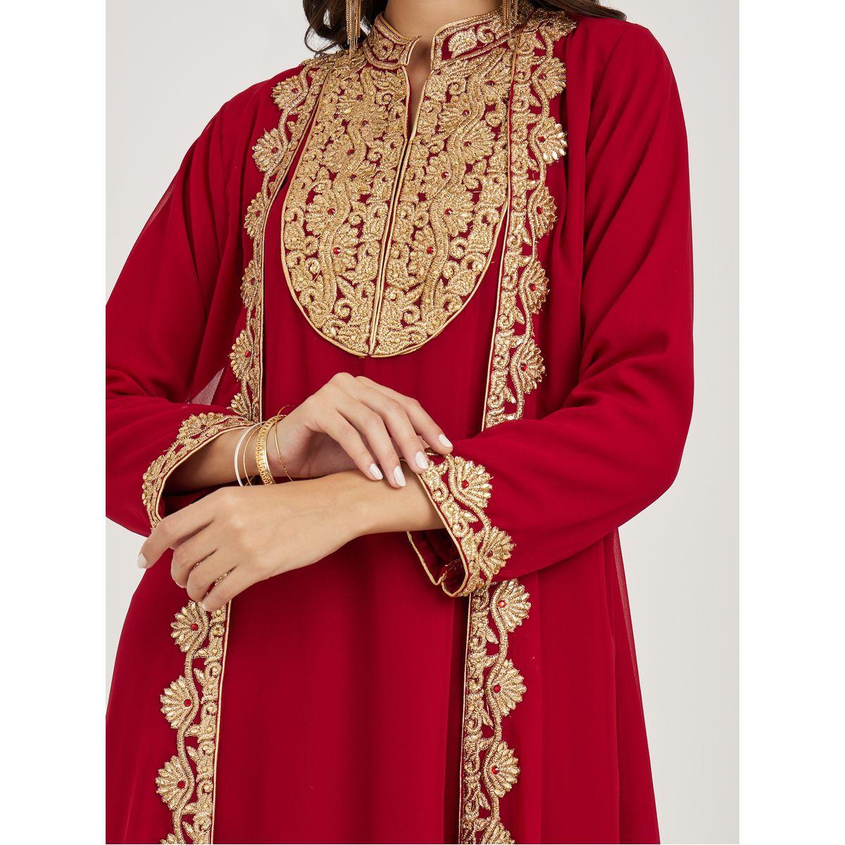 Maxim Creation X Styli  Embroidery Detail Kaftan with Jacket-women-arabicclothing-kaftan-image-4