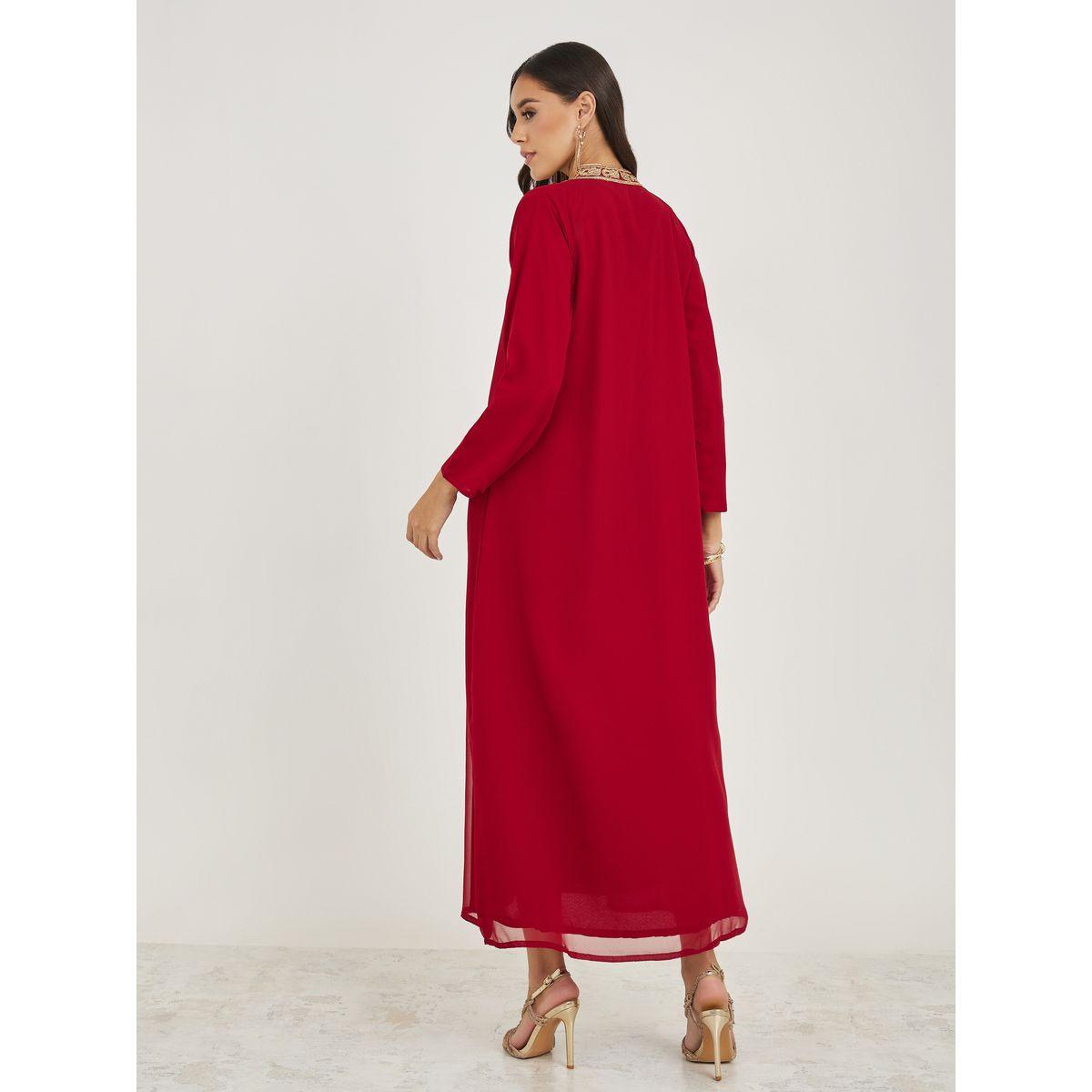 Maxim Creation X Styli  Embroidery Detail Kaftan with Jacket-women-arabicclothing-kaftan-image-6