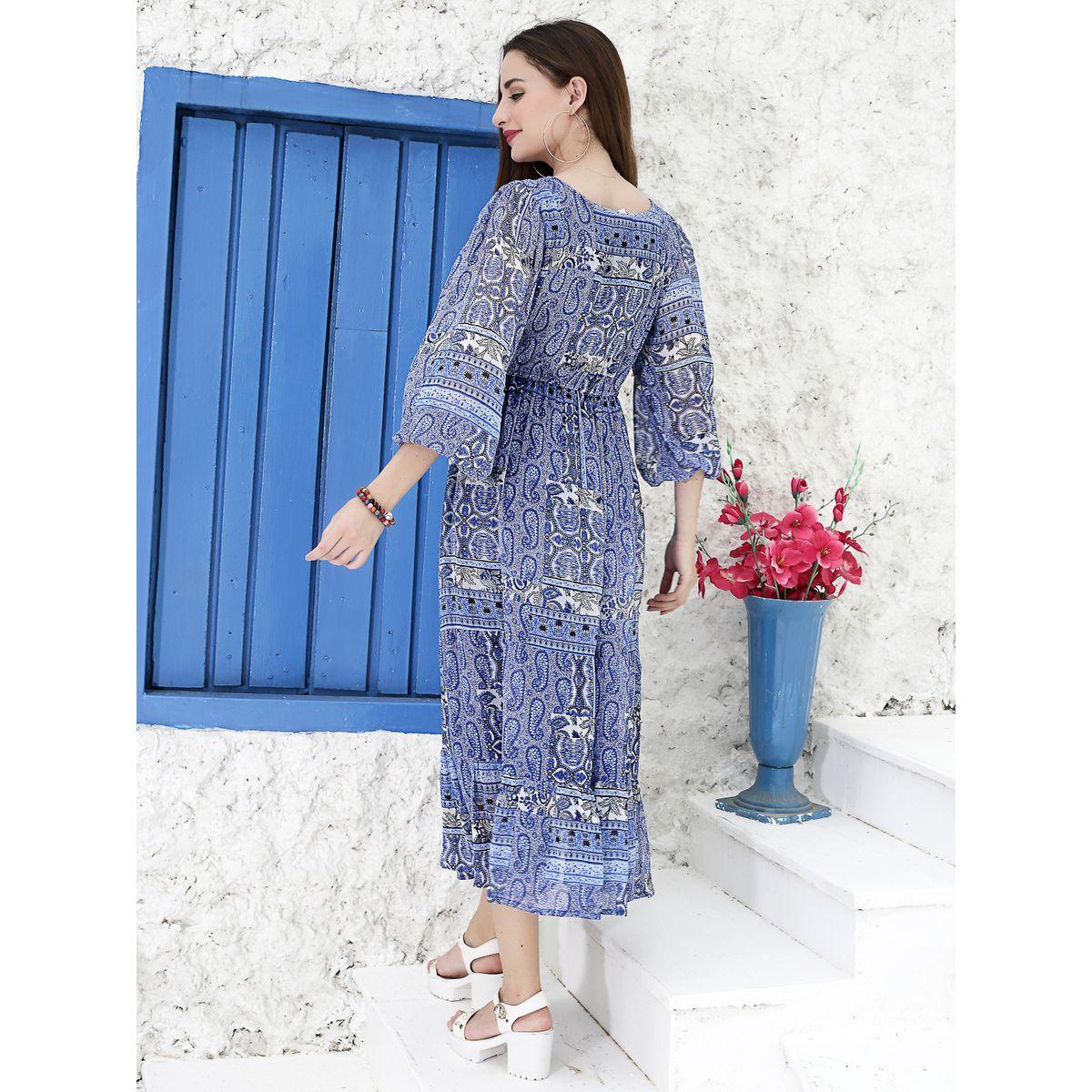 Sera X Styli  Paisley Print Gathered Fit & Flare Midi Dress-women-clothing-dresses-image-3