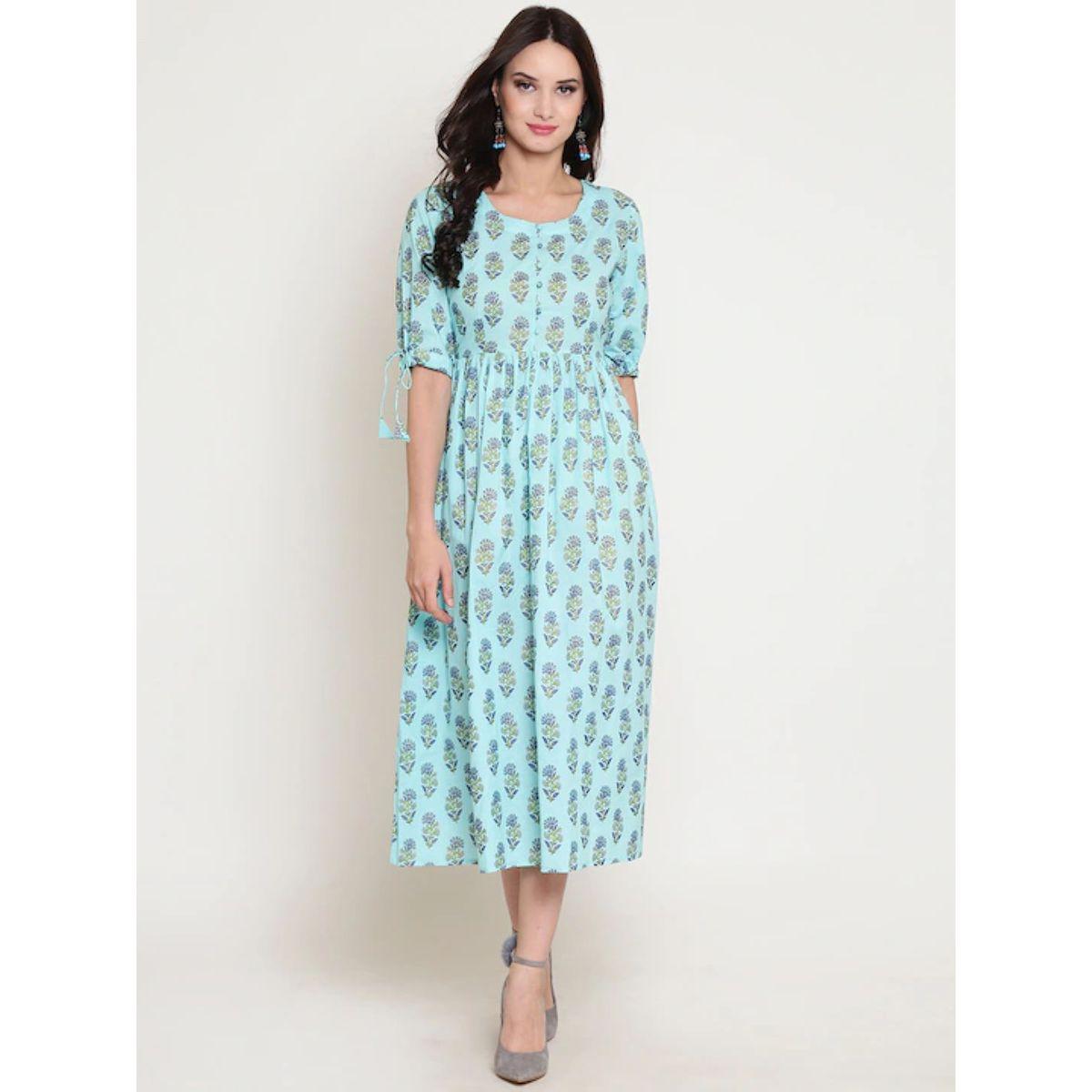 Sera X Styli  Floral Print Fit & Flare Cotton Midi Dress-women-clothing-dresses-image-1