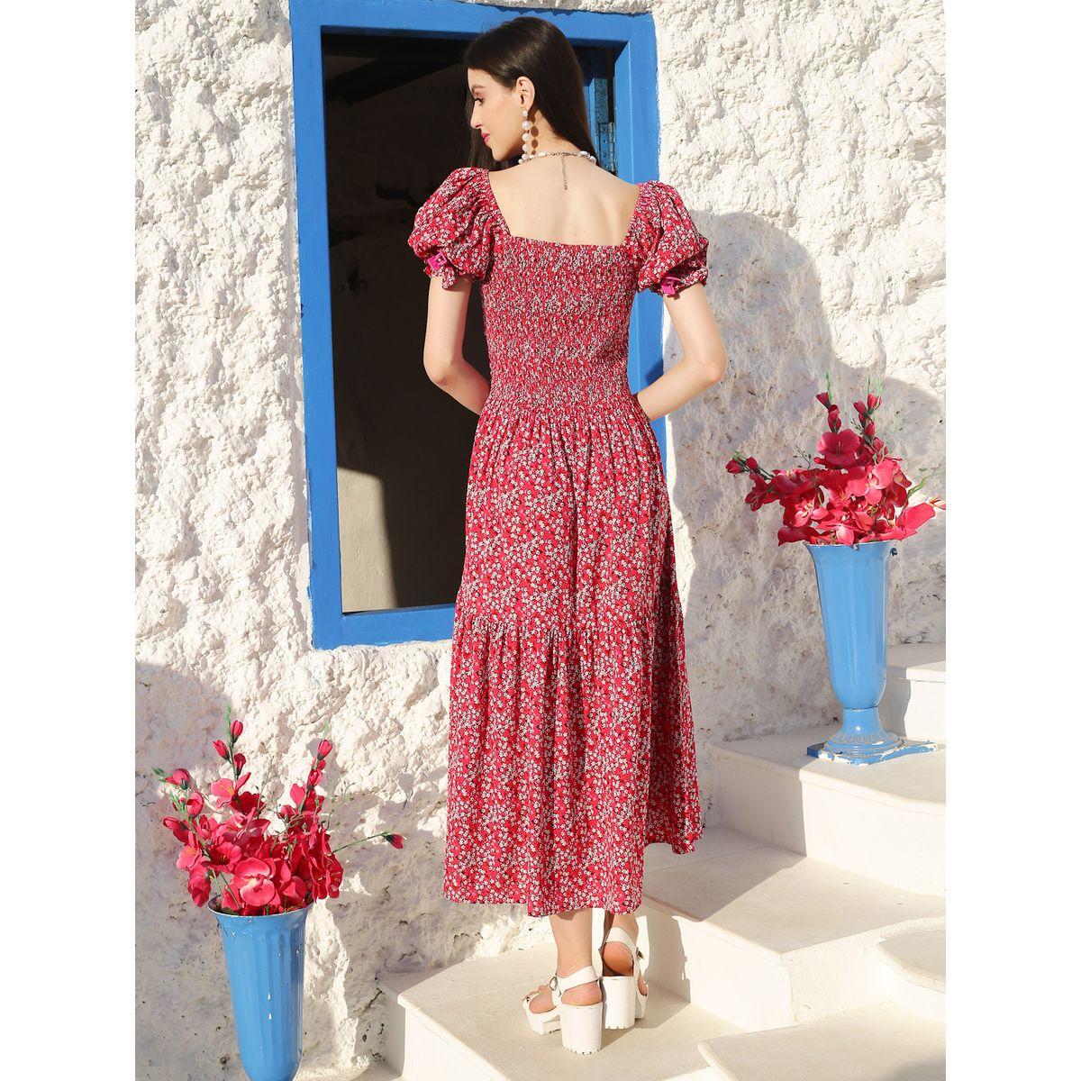Sera X Styli  Floral Print Smocked Midi Dress-women-clothing-dresses-image-3