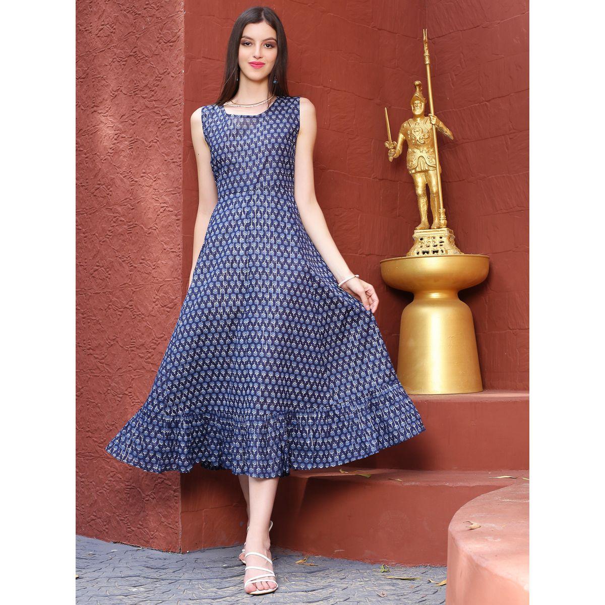 Sera X Styli  Floral Print  Round Neck A-Line Midi Dress-women-clothing-dresses-image-1