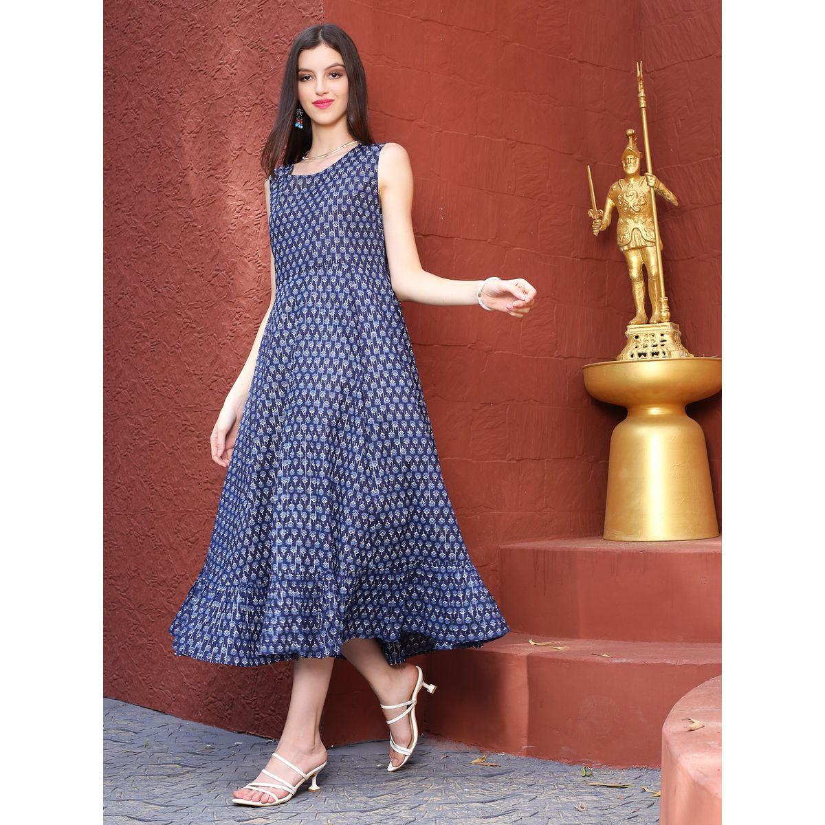 Sera X Styli  Floral Print  Round Neck A-Line Midi Dress-women-clothing-dresses-image-2
