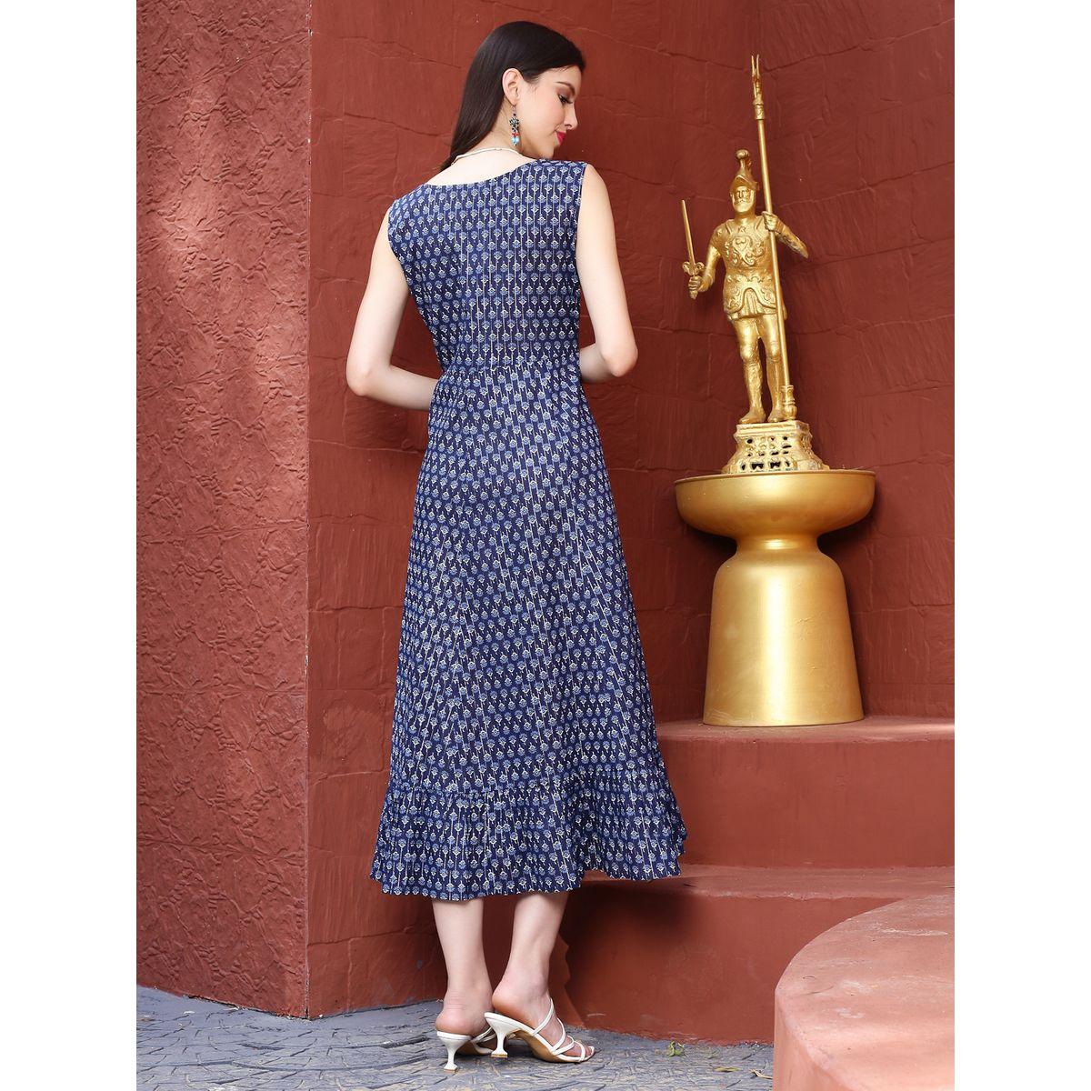 Sera X Styli  Floral Print  Round Neck A-Line Midi Dress-women-clothing-dresses-image-3