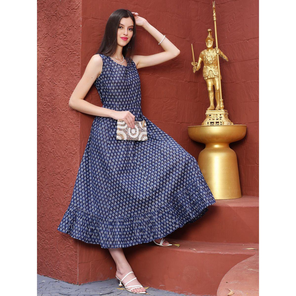 Sera X Styli  Floral Print  Round Neck A-Line Midi Dress-women-clothing-dresses-image-5