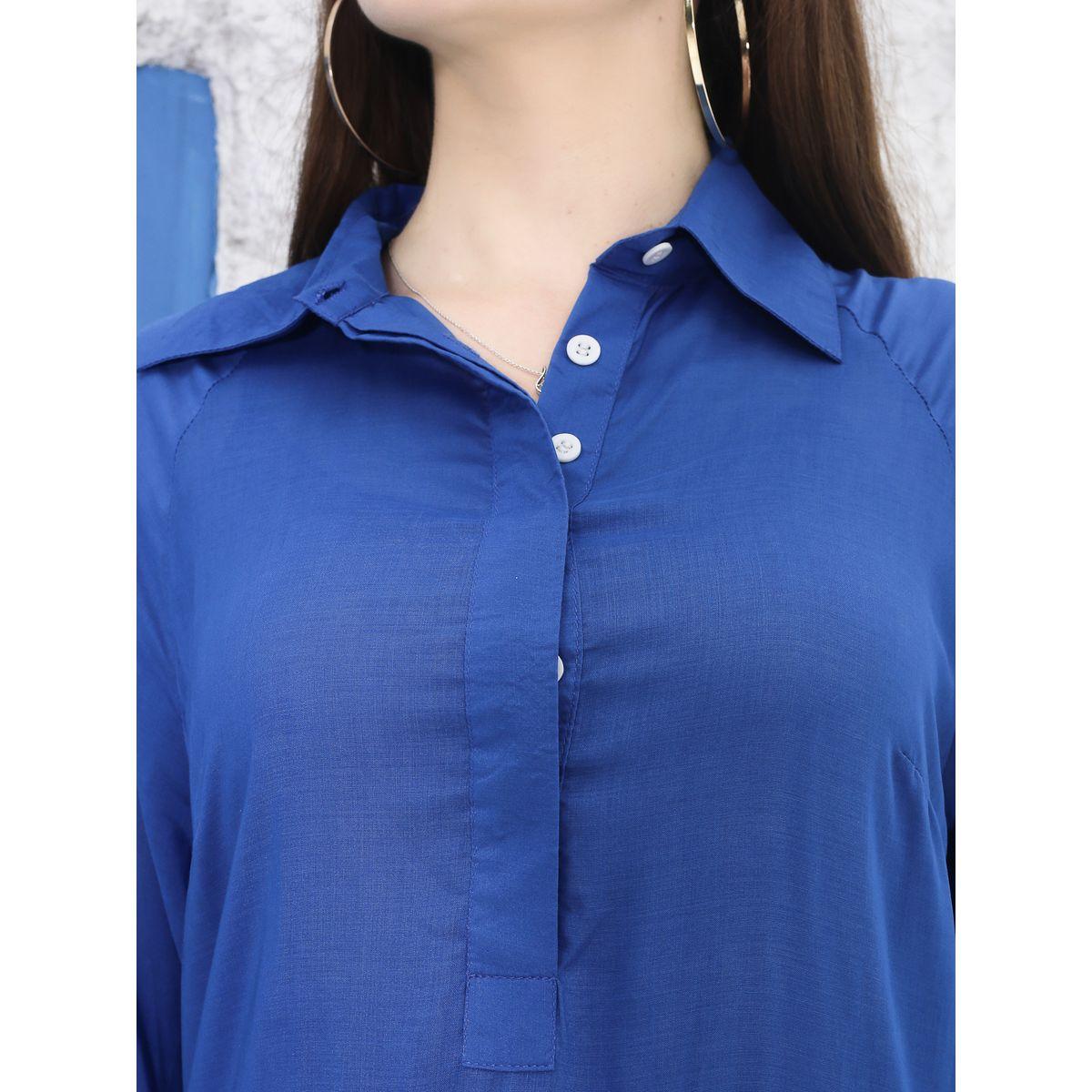 فستان ميدي سادة بكسرات مع اكمام باساور سيرا × ستايلي-women-clothing-dresses-image-4