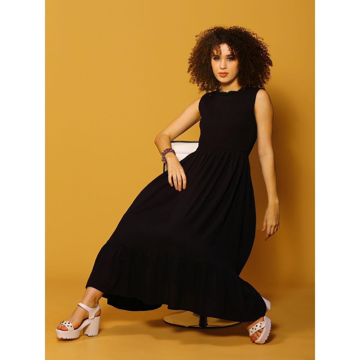 Sera X Styli  Solid Smocked Fit & Flare Maxi Dress-women-clothing-dresses-image-1