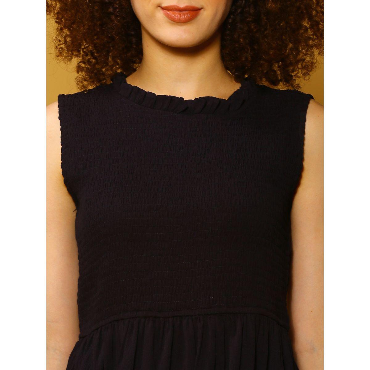 فستان طويل سادة بتفاصيل مزمومة سيرا × ستايلي-women-clothing-dresses-image-4