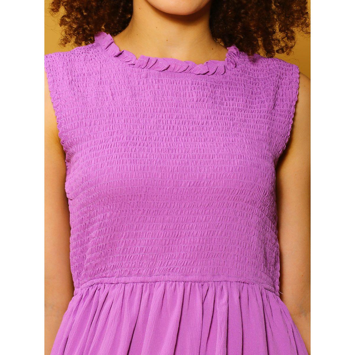 فستان طويل سادة بتفاصيل مزمومة سيرا × ستايلي-women-clothing-dresses-image-4