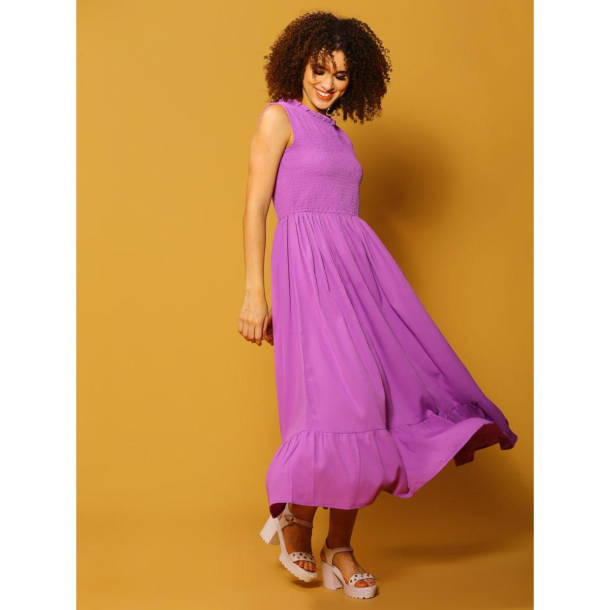 فستان طويل سادة بتفاصيل مزمومة سيرا × ستايلي-women-clothing-dresses-image-6