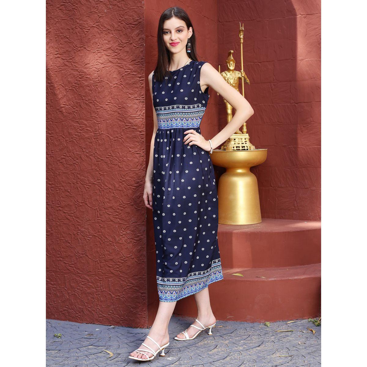 فستان ميدي مطبع بطبعة عرقية سيرا × ستايلي-women-clothing-dresses-image-2