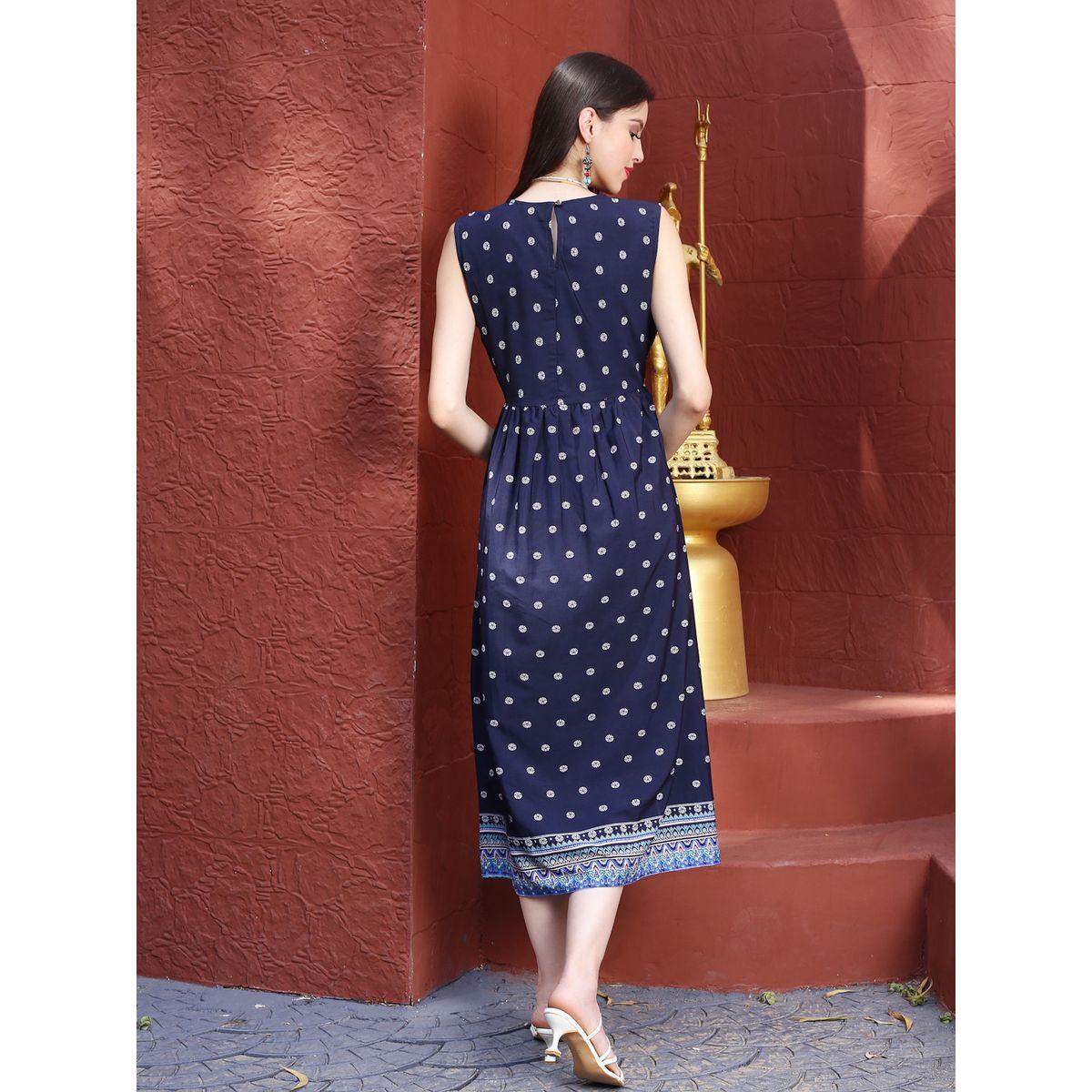 فستان ميدي مطبع بطبعة عرقية سيرا × ستايلي-women-clothing-dresses-image-3